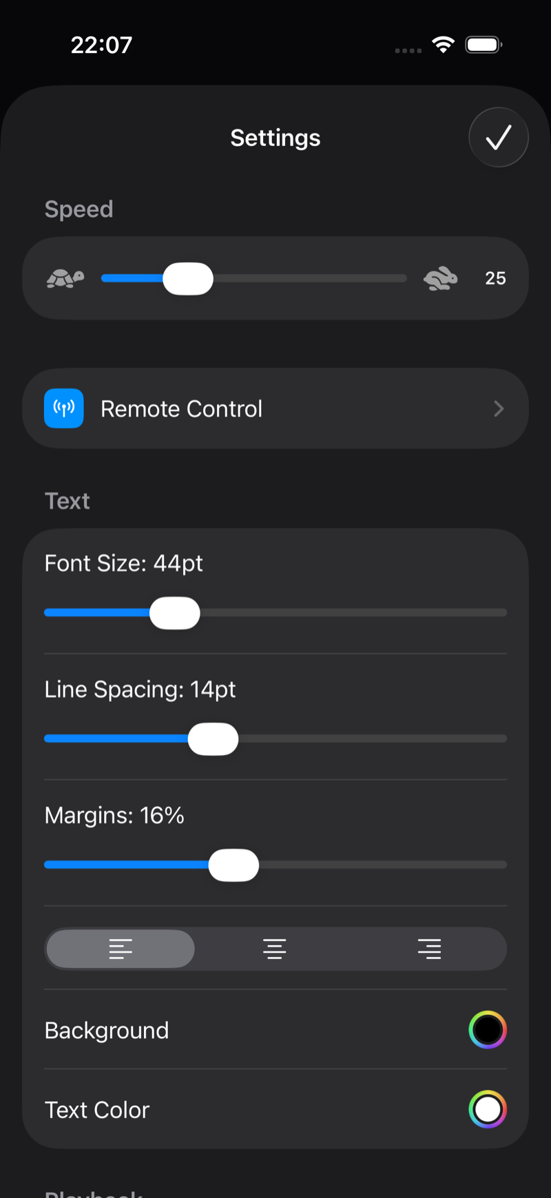 Text styling settings in Teleprompter Premium+