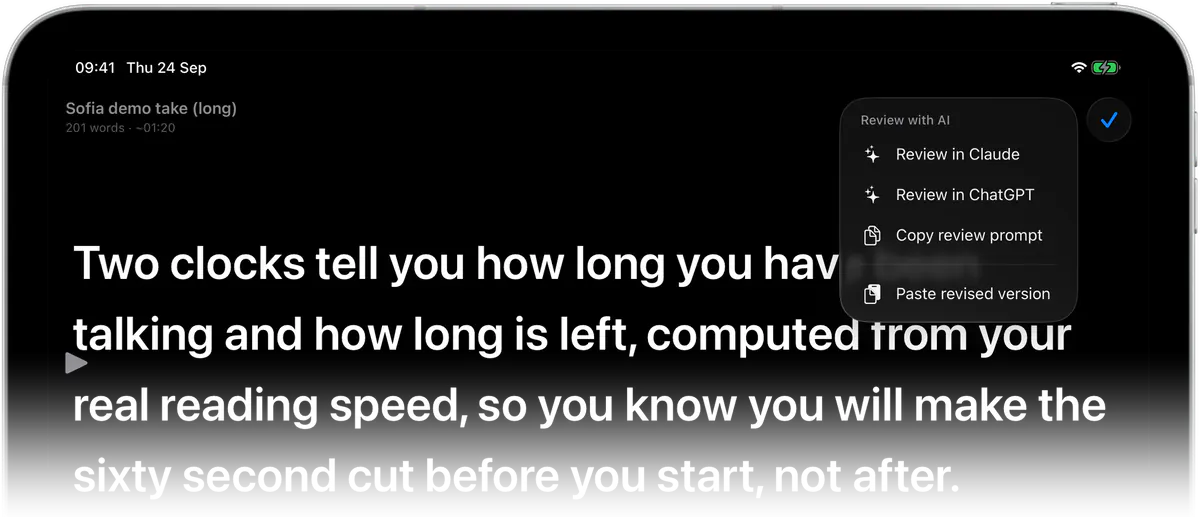 Review with AI on iPad from the script editor