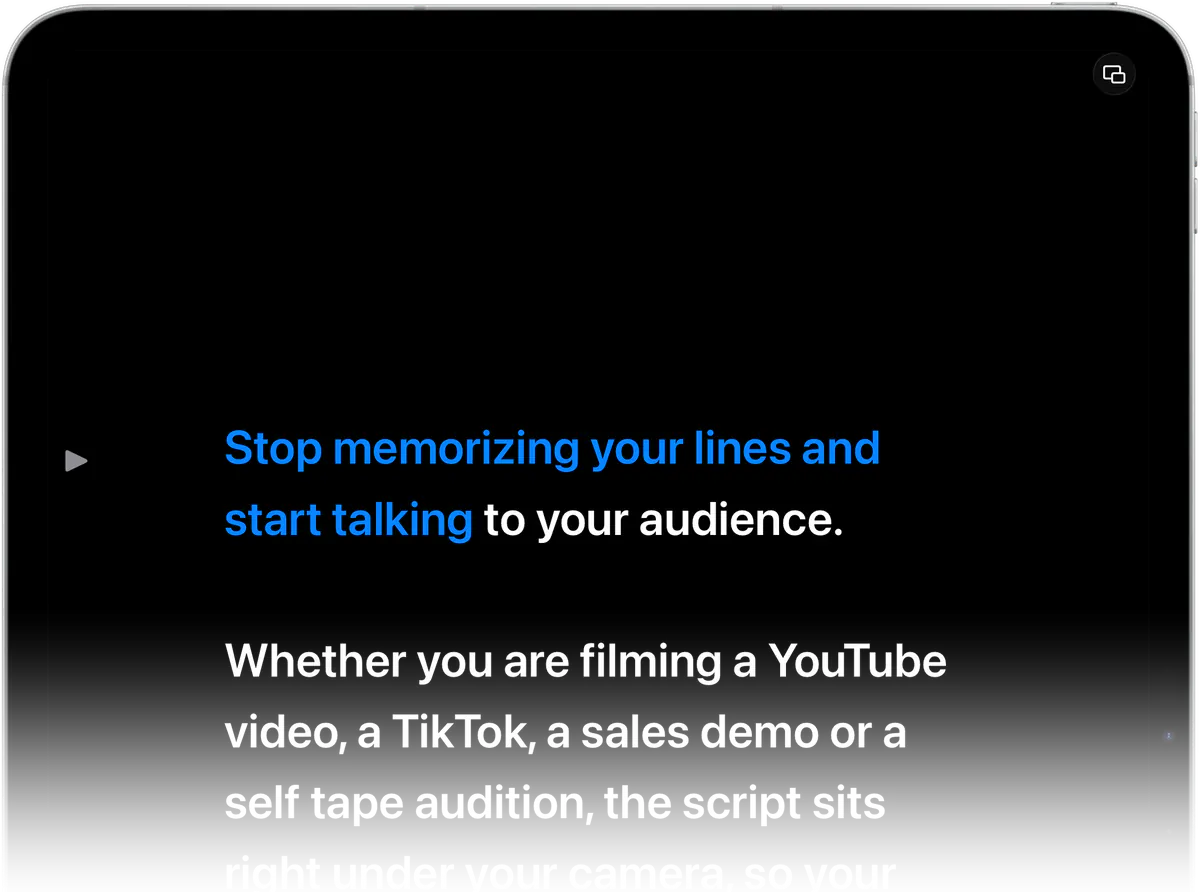 Voice scrolling on iPad: the script follows the reader and highlights each word