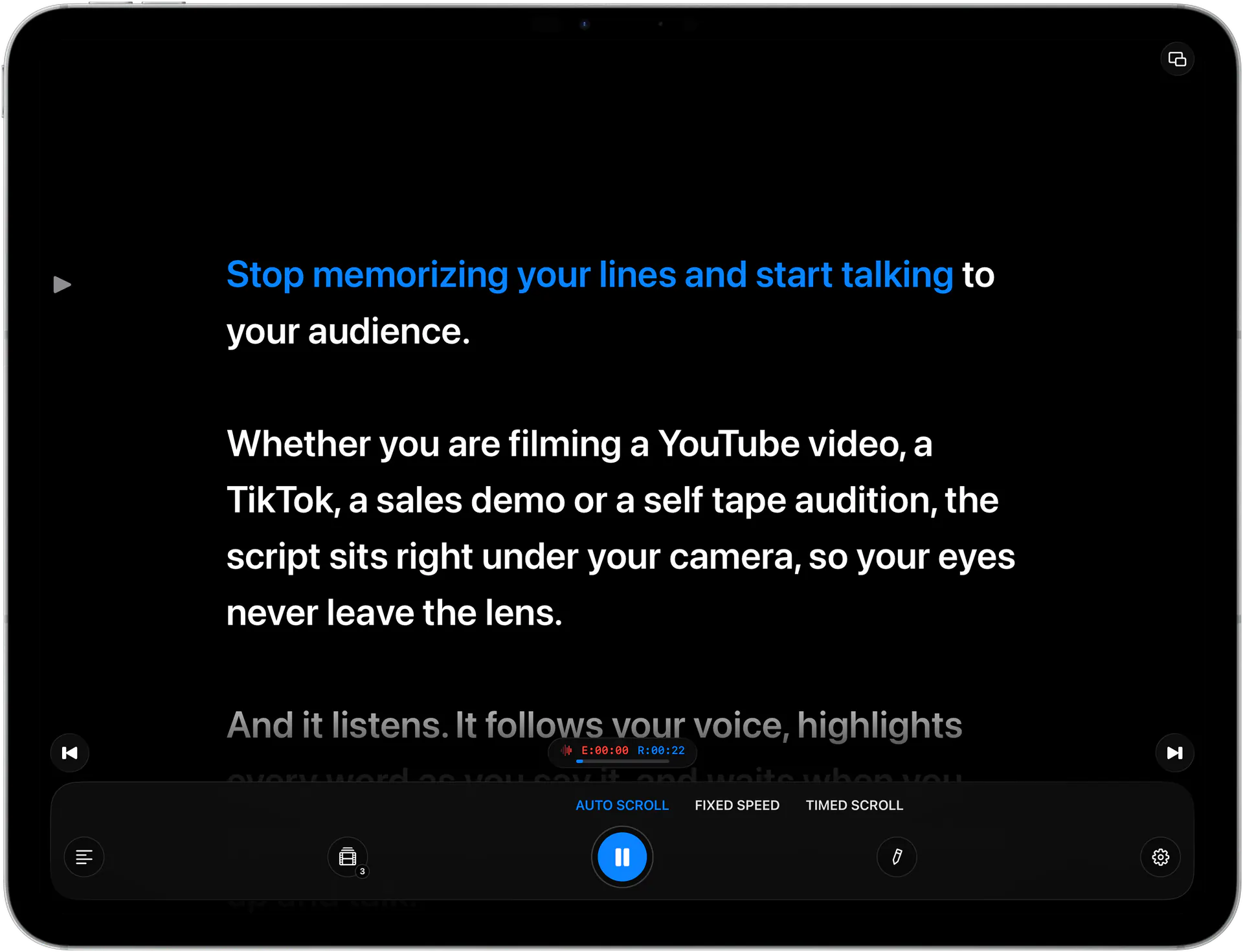 Voice scrolling on iPad in landscape