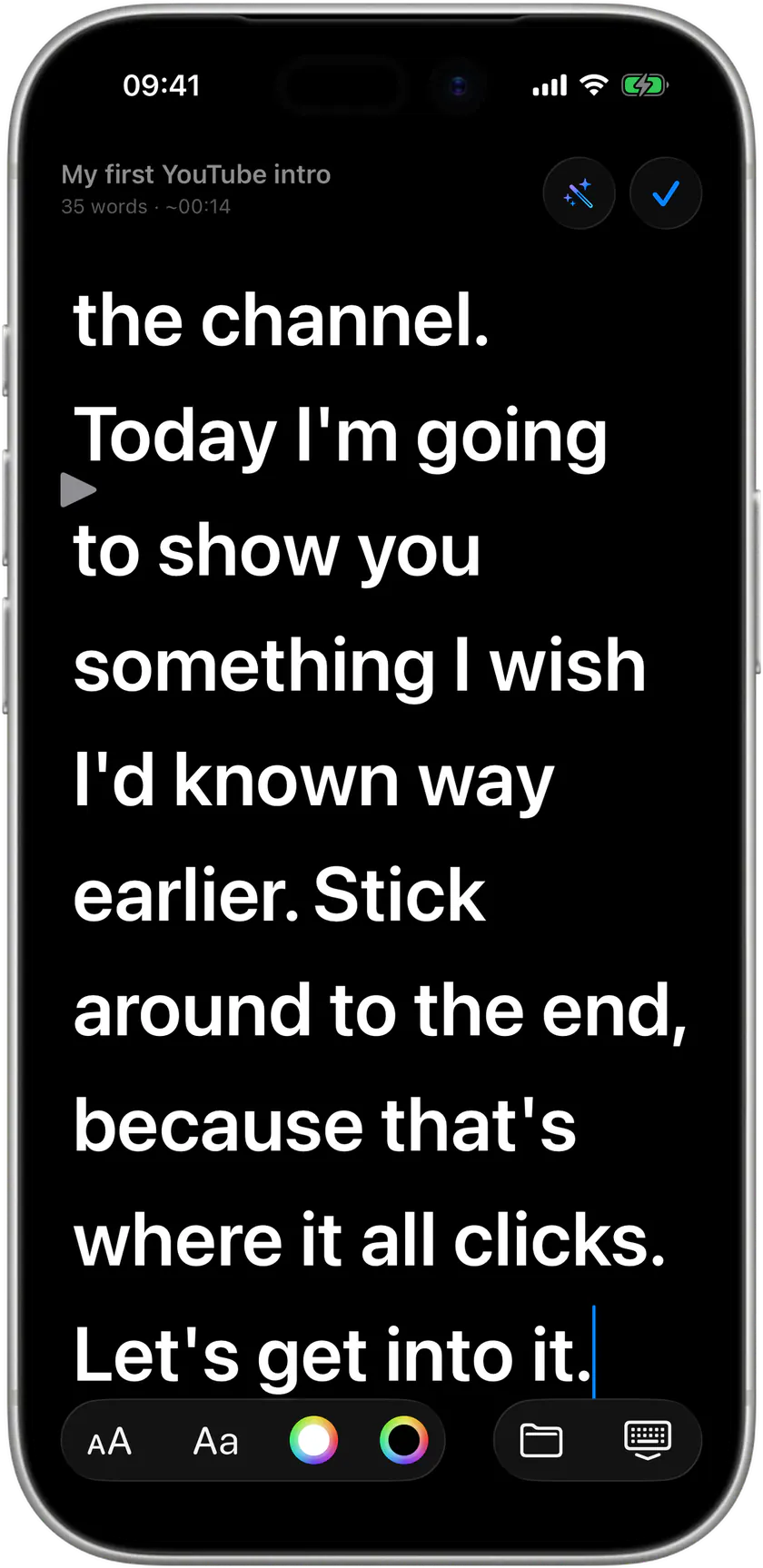 The script editor on iPhone